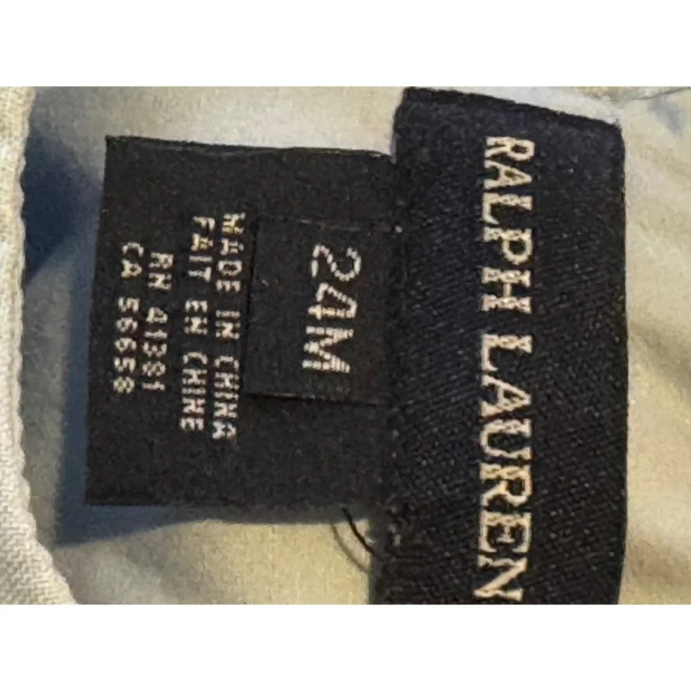 Ralph Lauren Baby Girl Chambray Embroidered Dress | Blue Floral Sleeveless | 24M